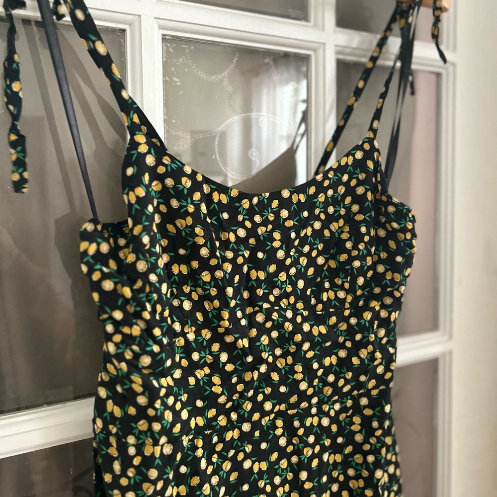 Wild Fable Lemon Pattern Tie Mini Dress